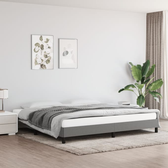 vidaXL - Bedframe - zonder - matras - stof - donkergrijs - 200x200 - cm