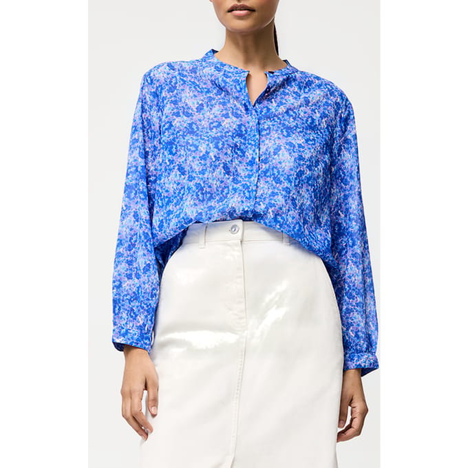 French Connection Cass Henley Button Down Top Blue Multi Taglia: 6 | Magliette intime Outlet | Donna | Blu