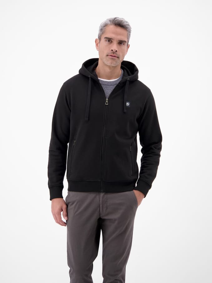 LERROS Sweatvest met capuchon , Maat: M , Kleur: BLACK , 50% katoen, 50% polyester