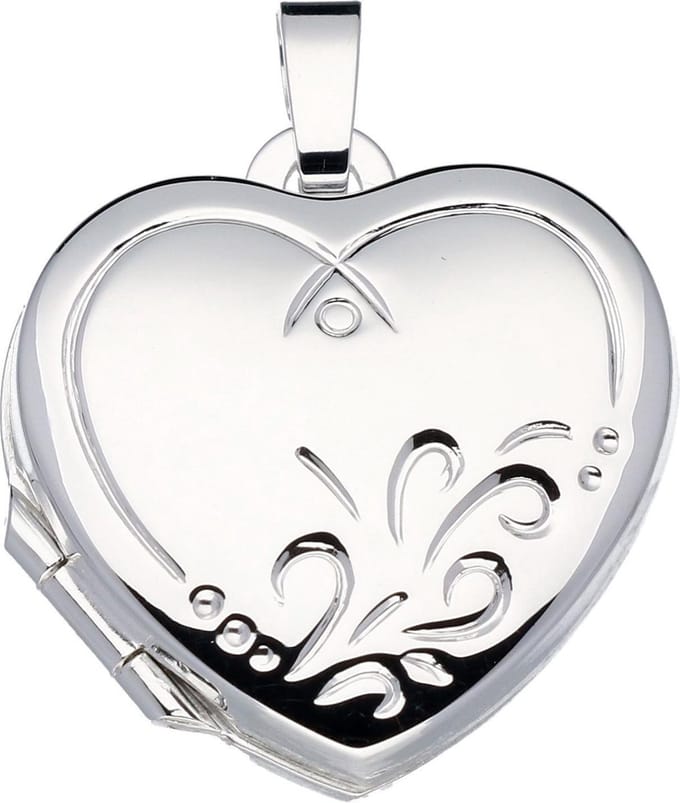 Glow medaillon - zilver - 19 x 18 mm - hart - bewerkt