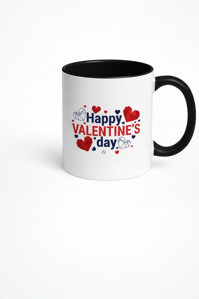 Valentijnsdag Mok Happy Valentine's Day met Harten Design | Romantisch Cadeau