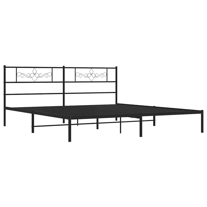 vidaXL - Bedframe - met - hoofdbord - metaal - zwart - 183x213 - cm