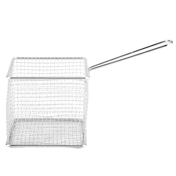 Mini RVS Friet Diepfriet Manden Voedsel Presentatie Zeef Aardappel Kookgereedschap white