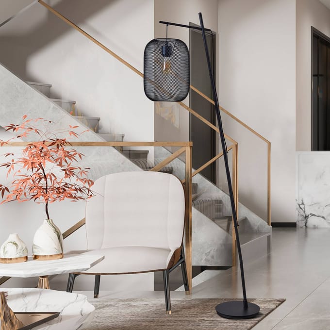 EGLO Wrington vloerlamp, hoogte 194 cm, zwart, staal