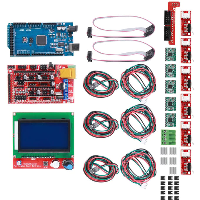 Kit Imprimante 3D RAMPS 1.4 Contrôleur 12864 + Pièces Carte à Puce A4988 Convient pour Reprap blue