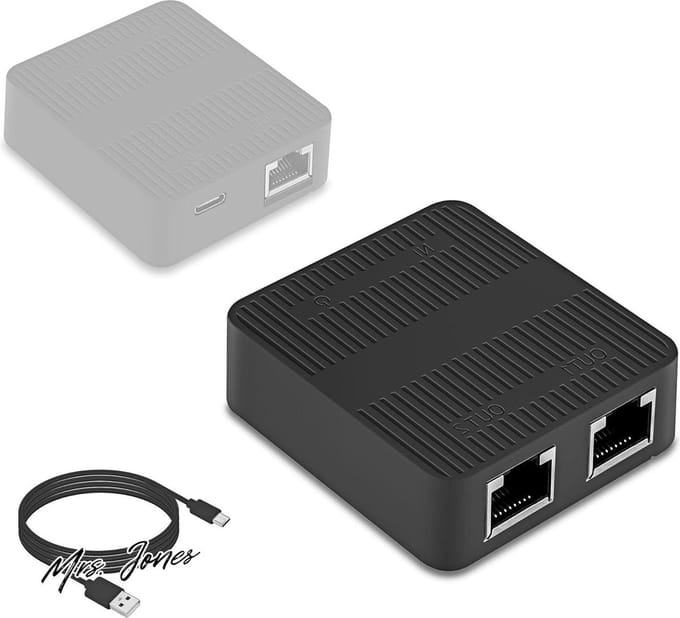Mrs. Jones Ethernet-splitteradapter 1 naar 2 WiFi Extender Network Splitter met Type C Netsnoer voor Computer Hub Switch Router ADSL set-top box enz. .