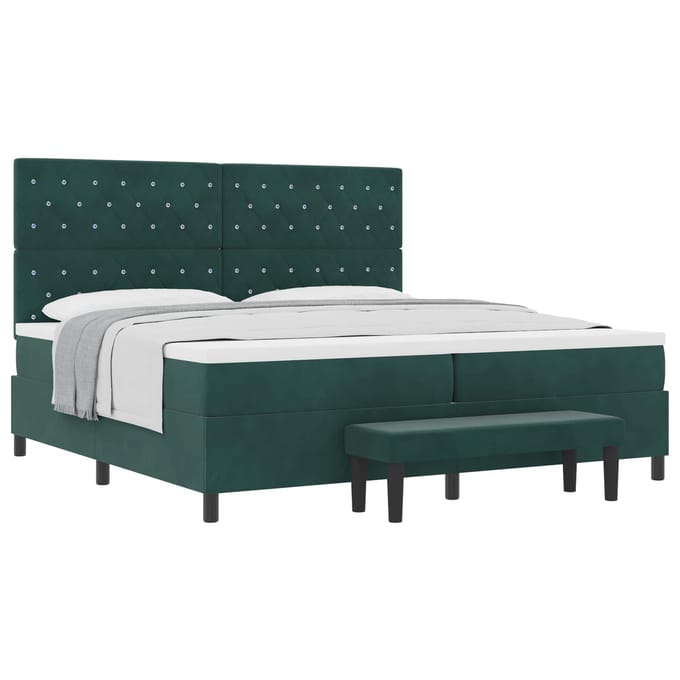 vidaXL - Boxspring - bed - met - hoofdeinde - Donkergroen - 200 - x - 200 - cm - Fluweel