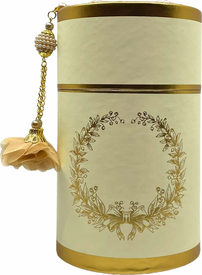 Geschenkset tafta in een Cilinder box goud