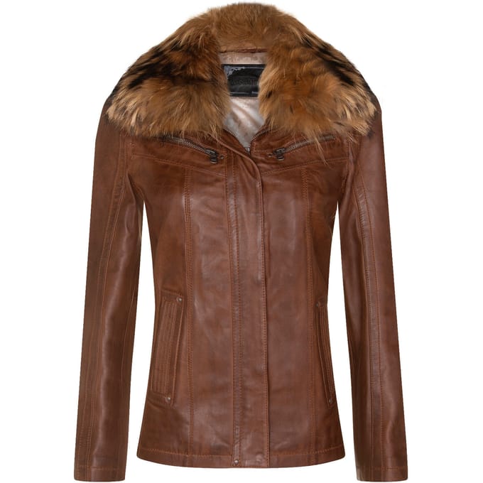 Dames slim fit leren parkerjack-Millom