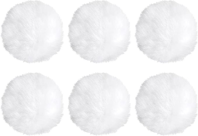 6 Pcs Witte Pompoms van 7 cm voor Creatieve DIY Projecten, Versieringen voor Bruiloften en Verjaardagen met Elastische Lussen
