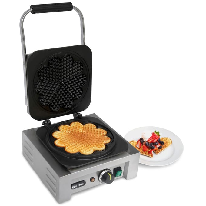HENDI Wafelmaker – Hartvormige patronen – Geëmailleerd gietijzer – Thermostaat – Geïsoleerde handgreep