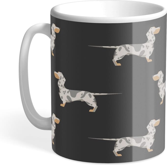 Hound & Herringbone - Getijgerde Teckel Designer Mok - Silver Dapple Dachshund Designer Mug