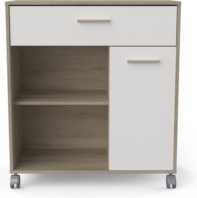 Belfurn - Keukentrolley-Microgolfkast - magnetronkast 81 cm breed eiken/wit Mint