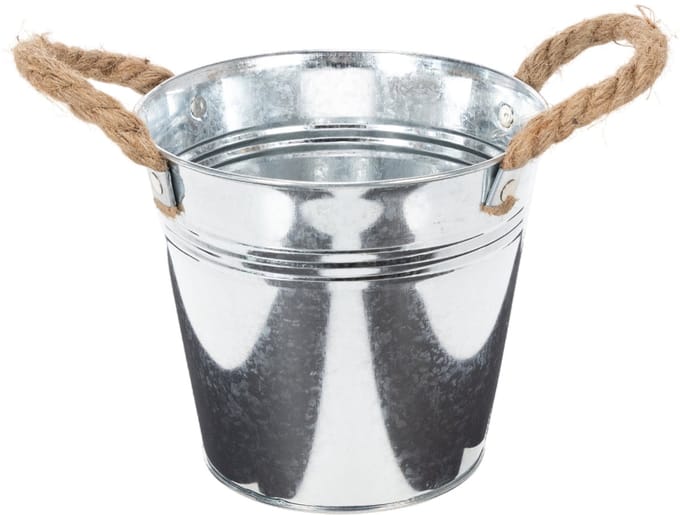 Glanzende metalen emmer met touwgrepen, Ø16cm