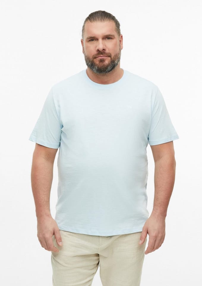 s.Oliver - male - T-shirt in vlamgarenstructuur met logodetail