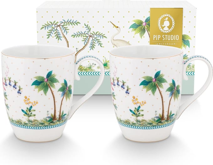 Pip Studio. Jolie set van 2 mokken groot, dots gold - 350ml