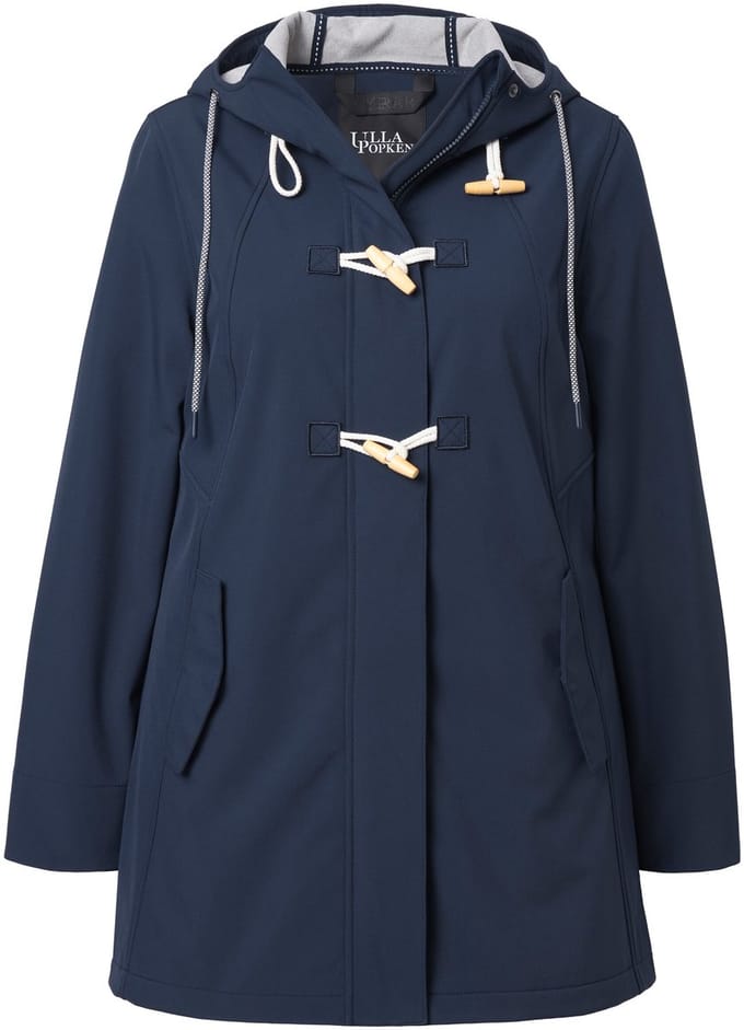 Ulla Popken - Dames - HYPRAR softshell-jas waterafstotend houtje-touwtjeknopen - Marine - Maat 46+