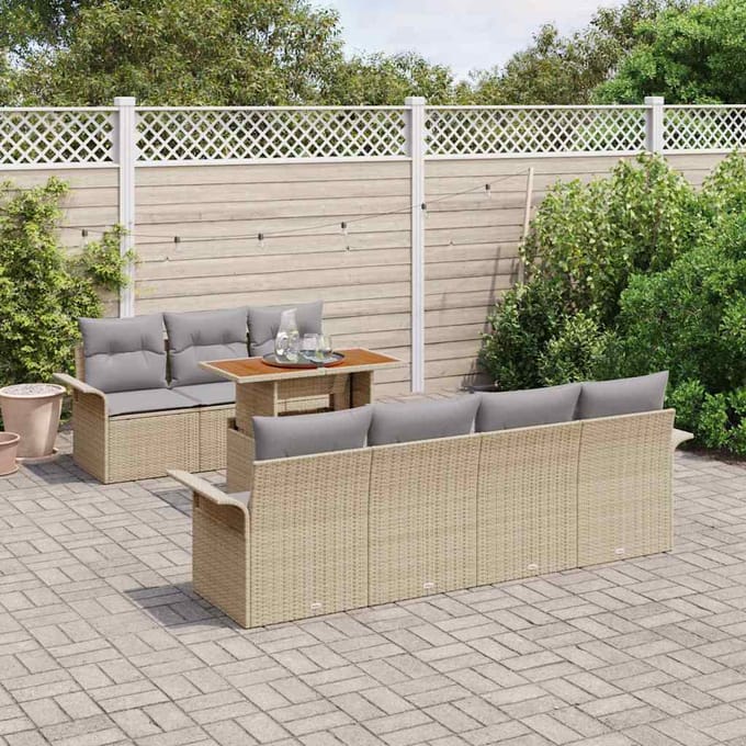 vidaXL - Tuinbank - Set - 8 - st - beige - en - lichtgrijs