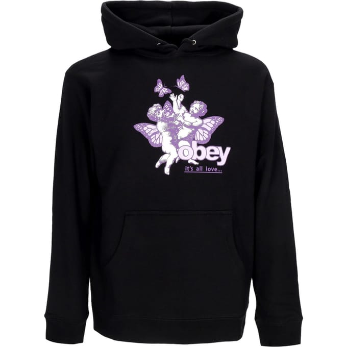 Cherubs It's All Love 2 Basic Fleece Zwarte Dameshoodie met Capuchon