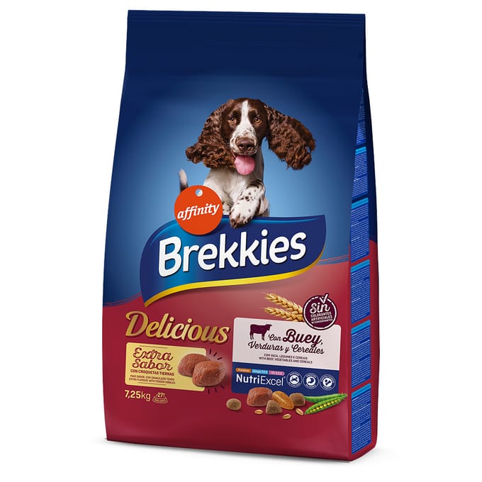 2x 7,25kg Brekkies Delicious Rund Honden Droogvoer