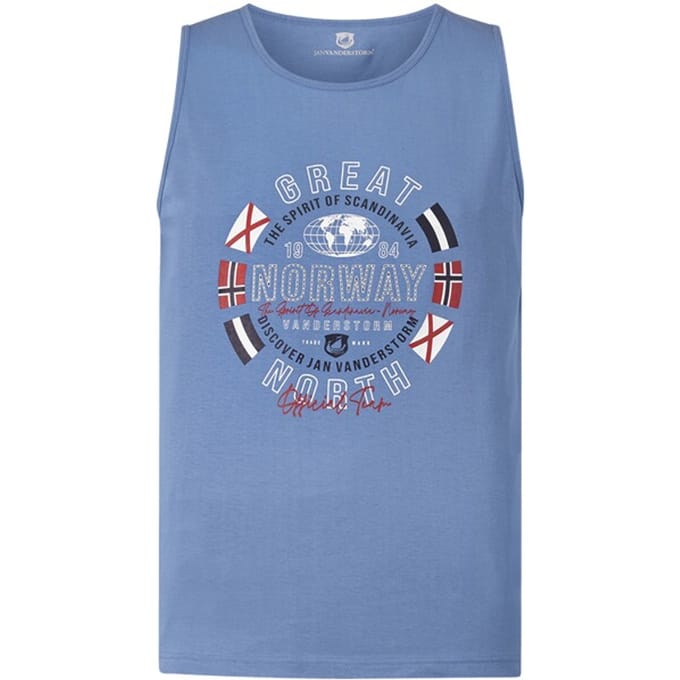 Jan Vanderstorm herren Tanktop - 68/70 - blauw - Plus Size