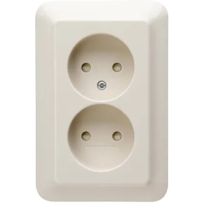 Kopp Rivo - Dubbele wandcontactdoos inbouw ongeaard (Crème)