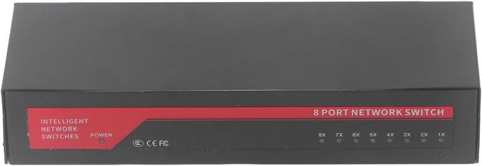 8-poorts Netwerk Switch - Gigabit Ethernet - Netwerk Uitbreiding - Ventilatorloze Werking - Compact Ontwerp - Metaal