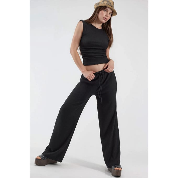 Brede Pantalon met Touwtjes in de Taille