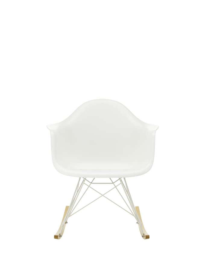 Vitra RAR Eames Plastic Armchair - wit - wit - sleden esdoorn goudkleurig