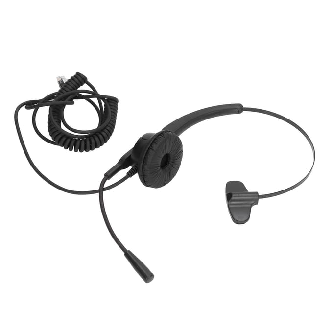 Casque téléphonique RJ9 à annulation de bruit, écouteur unilatéral à fil ressort avec microphone pour bureau et centre d'appels