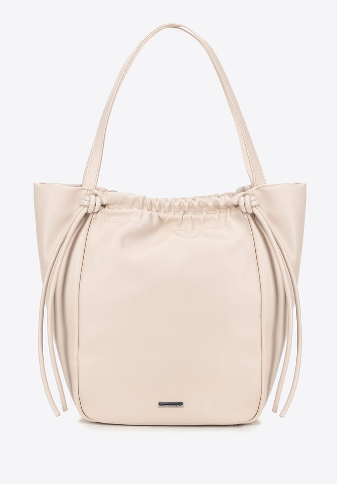 Wittchen Dames eco-leren shopper met decoratieve koorden, beige