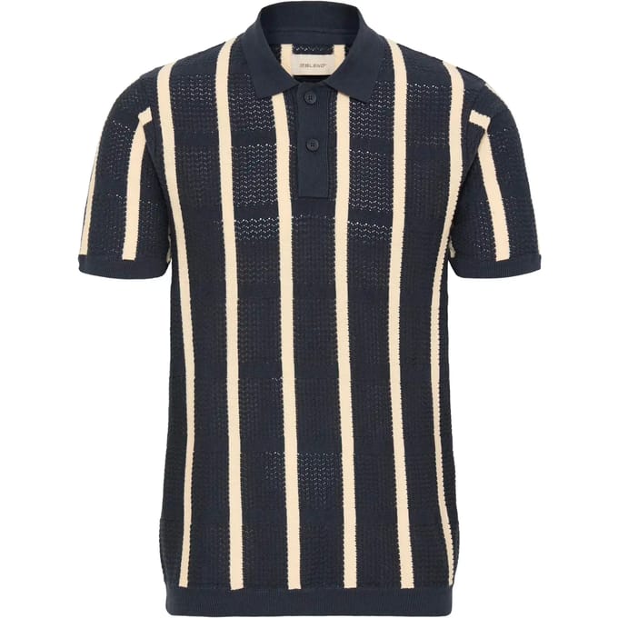 Blend Herren Shirt Korte Mouw Gestreept Design Knoopsluiting Kent Modieus