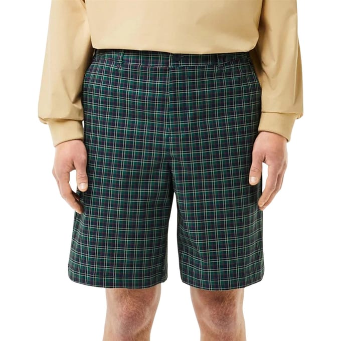 Lacoste Heren Ultra Dry Geruite Golfshorts (Groen)