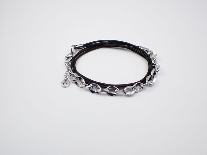 Colure® wikkelarmband jasseron robuust ovaal plat zwart