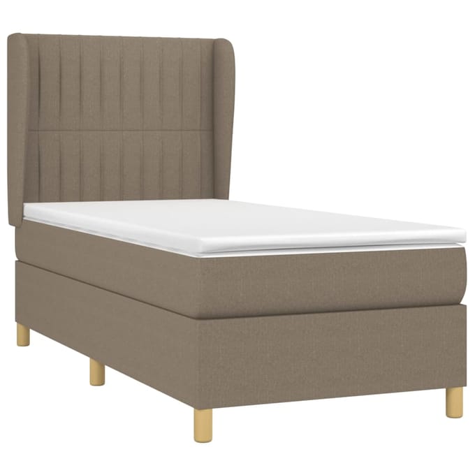 vidaXL - Boxspring - met - matras - stof - taupe - 90x200 - cm