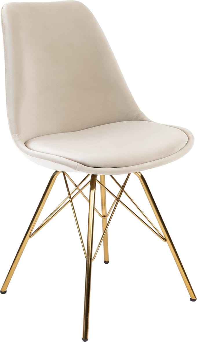 KICK® VELVET Kuipstoel Champagne – Eetkamerstoel – Velvet – Goud Frame