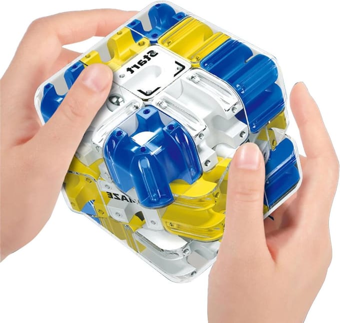 Labyrint Kubus - 3D Puzzel - Mentale Training - Zelfnivellerend - 9.5 x 9.2 x 0.1 cm - Transparant