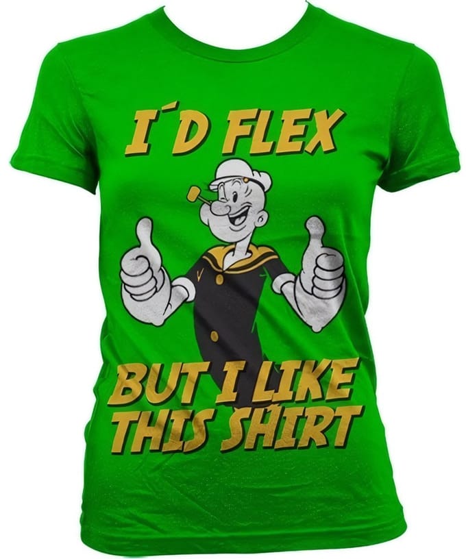 Popeye I'd Flex Girly T-shirt voor dames, groen