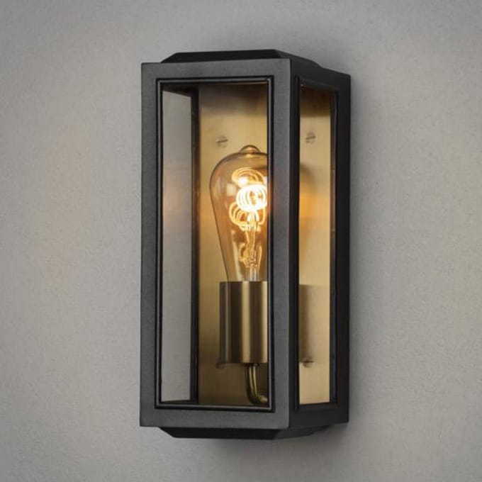 Konstsmide Carpi schwarz/messing 7348-758 Buitenlamp (wand) E27 Zwart, Messing