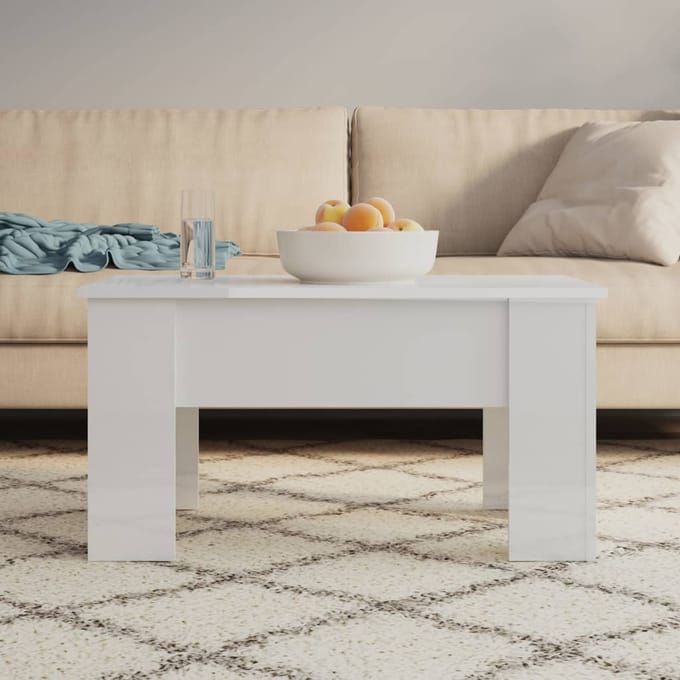 vidaXL - Salontafel - 79x49x41 - cm - bewerkt - hout - hoogglans - wit