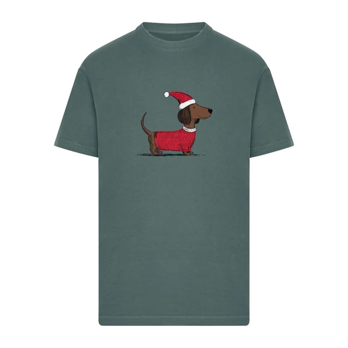 Mister Tee - Christmas Dackel Heren Tshirt - S - Donkergroen