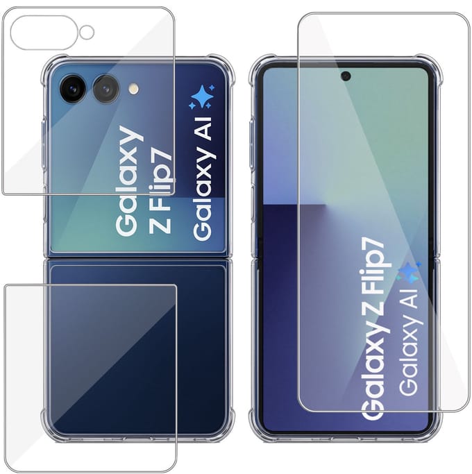 TechNow Hoesje + Screenprotector geschikt voor Samsung Galaxy Z Flip 7 Hoesje Screenprotector - Extreme Shock Case Transparant