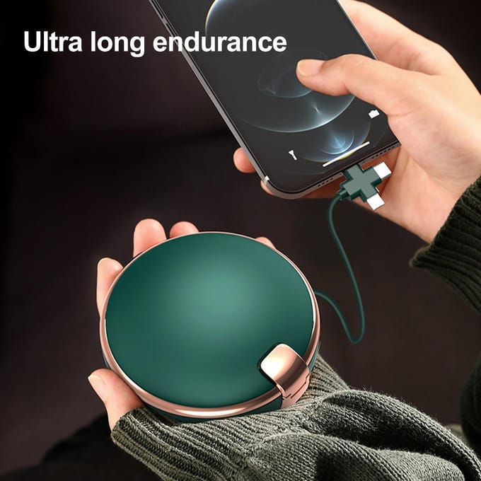Multifunctionele Handwarmer 2 Temperatuurstanden Snel Opwarmen 3-in-1 Mini Draagbare Make-upspiegel gray