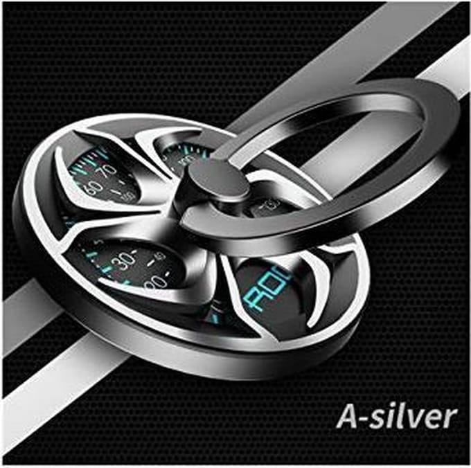 ROCK - Ring houder met spinner - Zilver draaibaar ontwerp