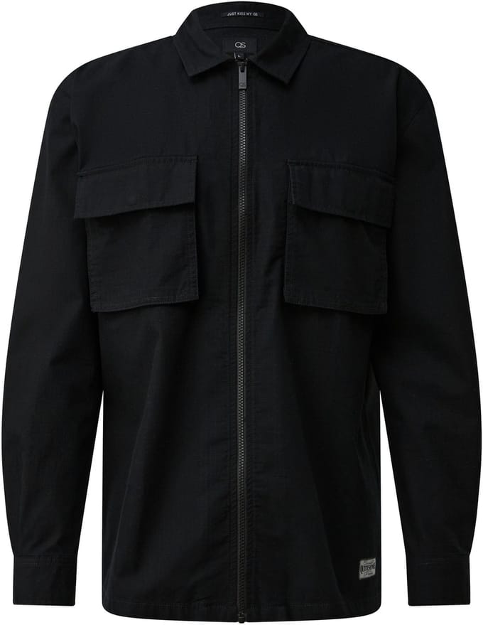 Langarmige Verbleekte Overshirt met Ritsluiting QS