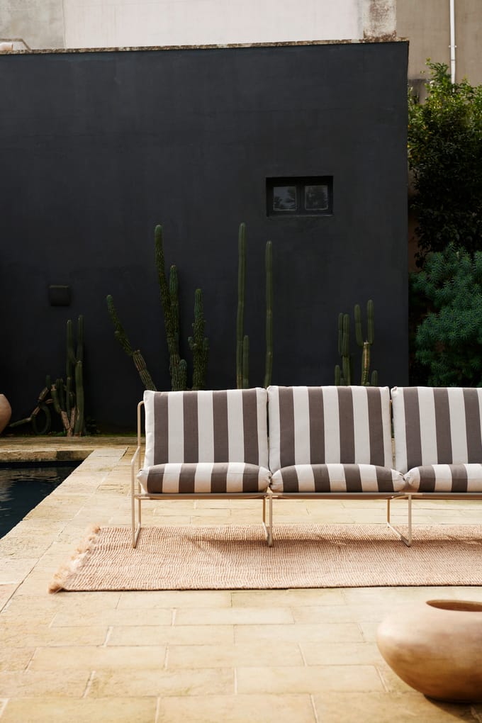 Ferm Living Desert Stripe 3-Zitsbank - Cashmere/Chocolate