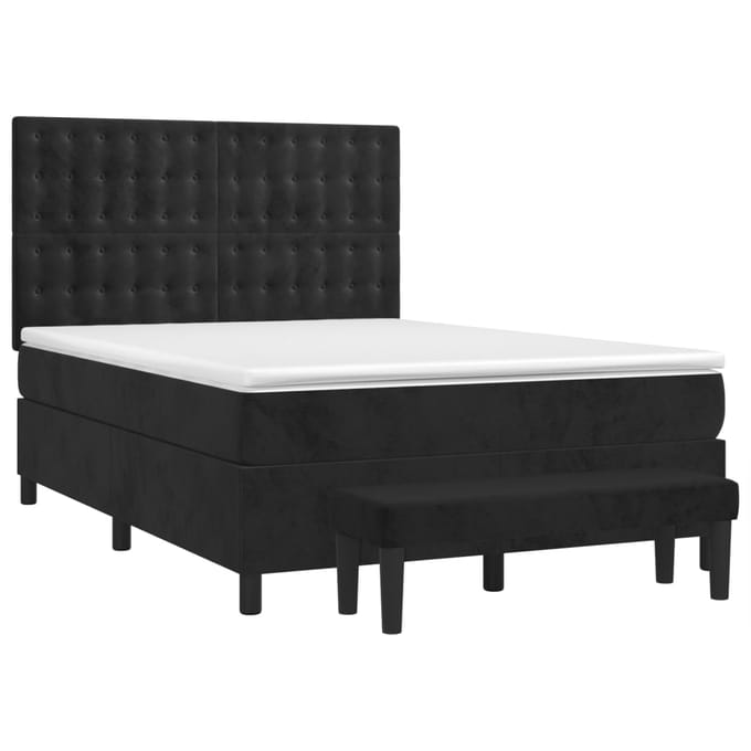 vidaXL - Boxspring - met - matras - fluweel - zwart - 140x190 - cm