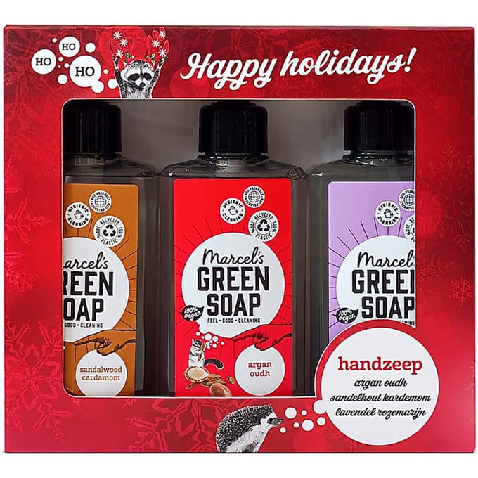 Marcel's Green Soap Geschenkset Handzeep Argan & Oudh, Sandelhout & Kardemon, Lavender & Rosemary 3x 250ml