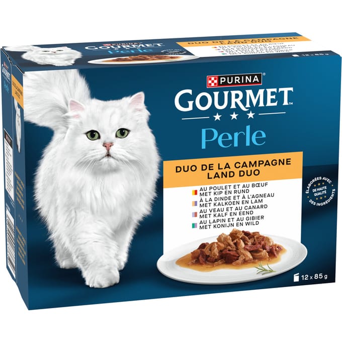 Gourmet Perle Duo Vlees - Mini Filets in Saus - 12x85 Gr Kattenvoer