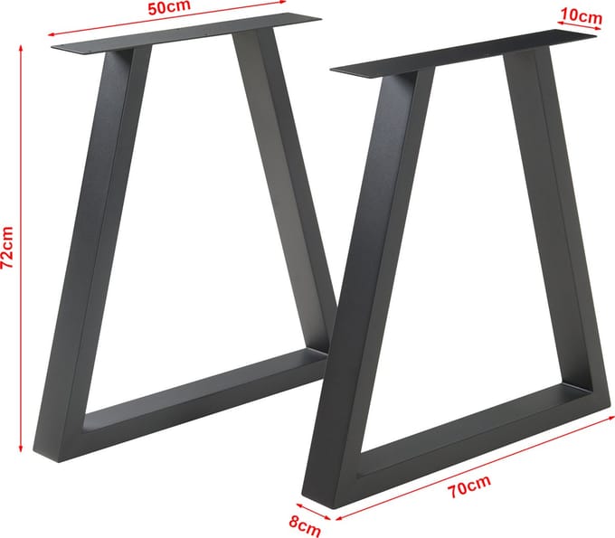 Stalen onderstel Greiling set van 2 tafelpoot 72x70 cm zwart [en.casa]